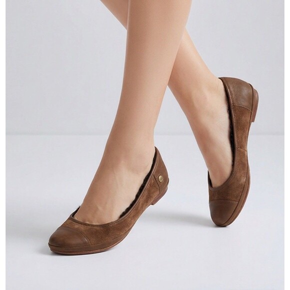 UGG Shoes - Women’s UGG Shoes Ballet Flats Brown Leather Sheepskin Size 5